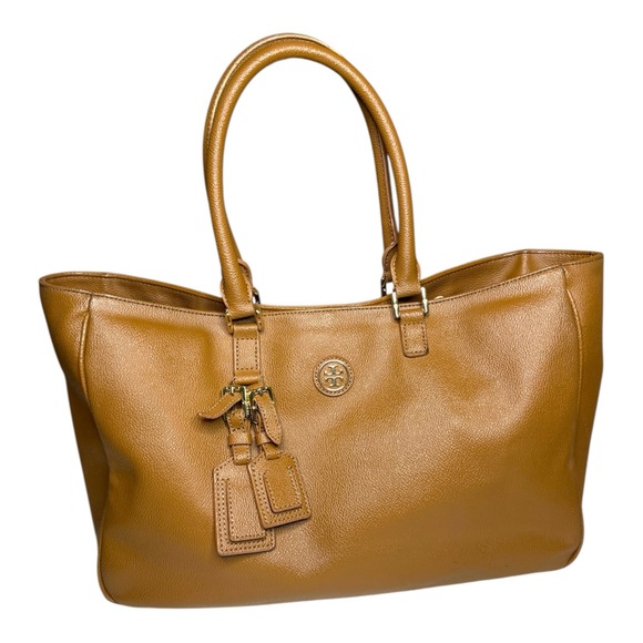 Tory Burch Handbags - Tory Burch Bag Large Roslyn Luggage Tag Brown Leather Tote Bag